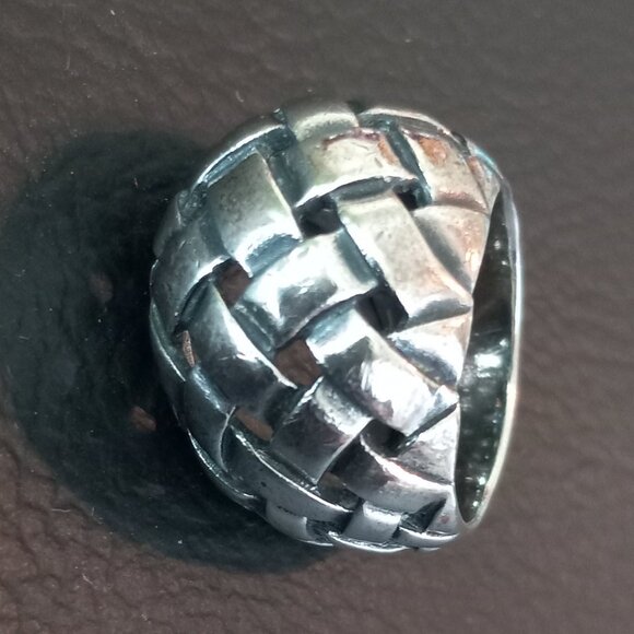 James Avery Basket Weave Dome Silver Ring - Picture 3 of 7
